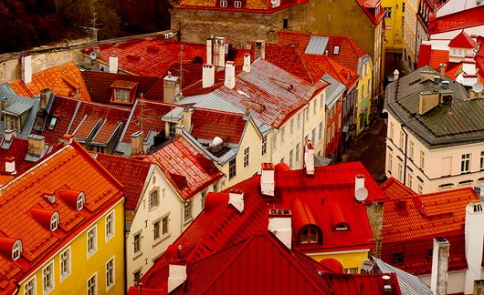 View of older rooftops in Tallinn