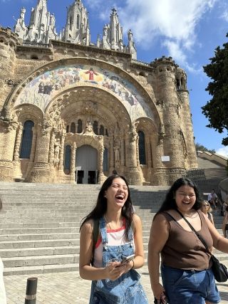 Students having fun in Barcelona