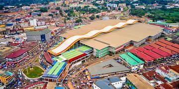 overhead view of kumasi market in legon