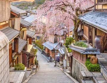 spring street in kyoto japan