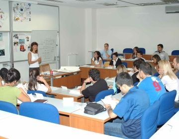 Teacher and students in classroom in Turkey