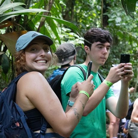 students take photos in monteverde forest
