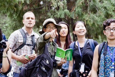 High school students and program leader on hike in Beijing