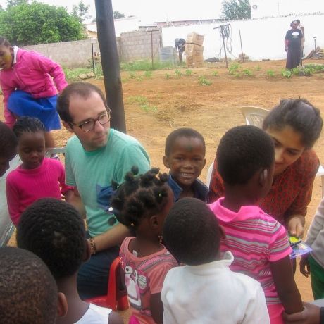 Gaborone students volunteering with kids