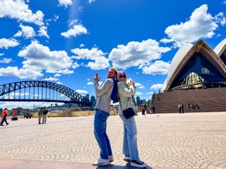 sydney students visiting the opera house posing as secret agents