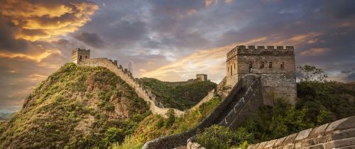 sunset of the great wall of china in beijing