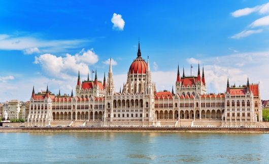 Budapest parliament building by the water