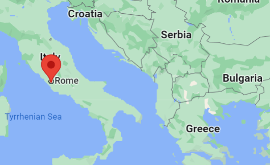 red pin rome italy map