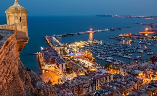 Alicante harbor at night