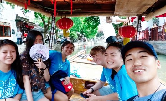 hssa shanghai students in water town on boat