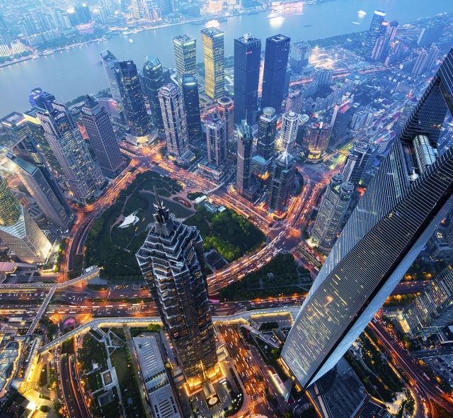 shanghai aerial view from sky