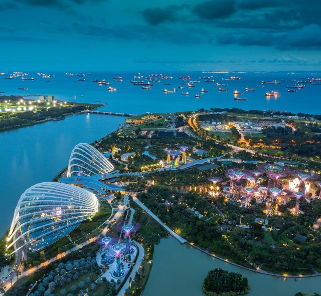 singapore harbor at night