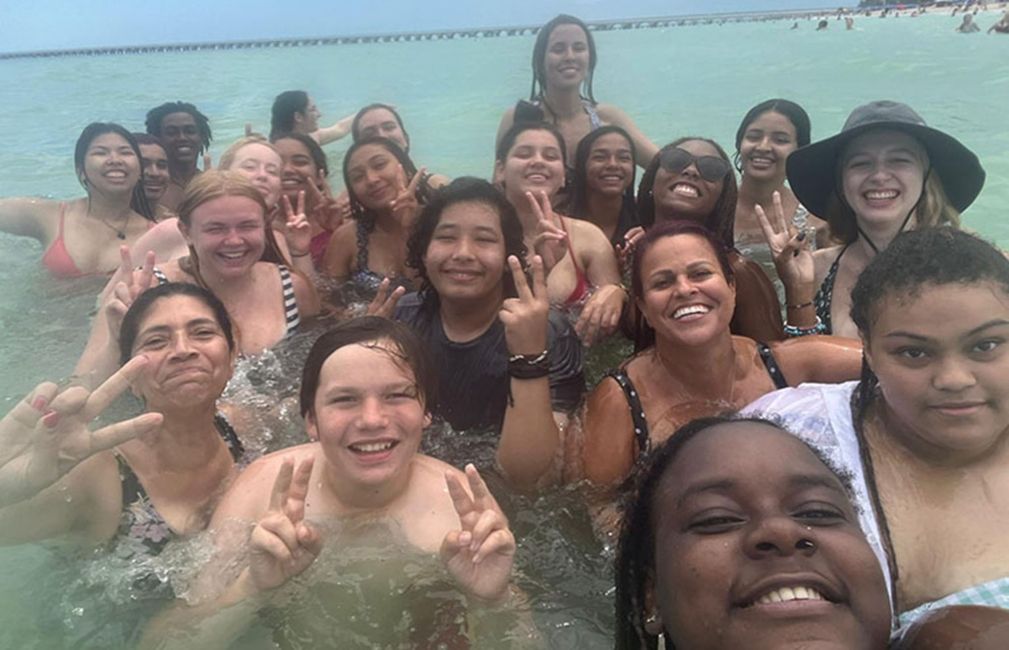 study abroad students swimming in mexico