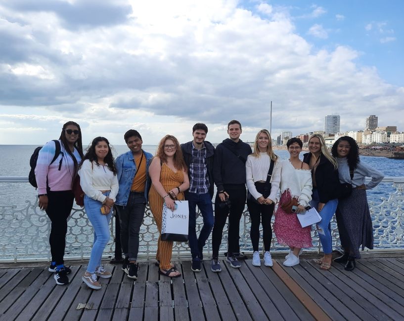 London student group on boardwalk