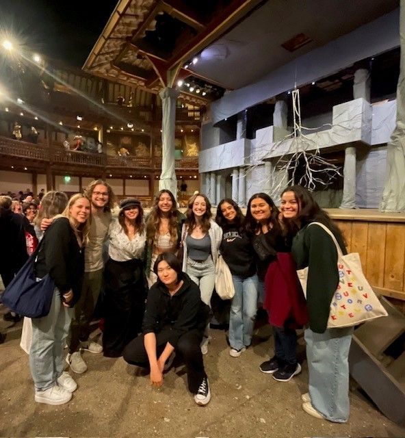 A group of students at the Globe for Macbeth