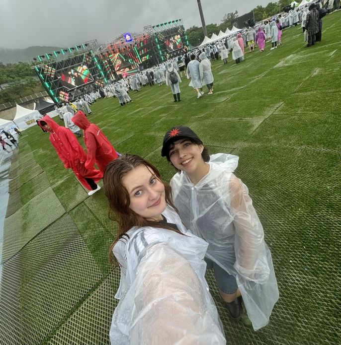 Soaked in rain at the Festival