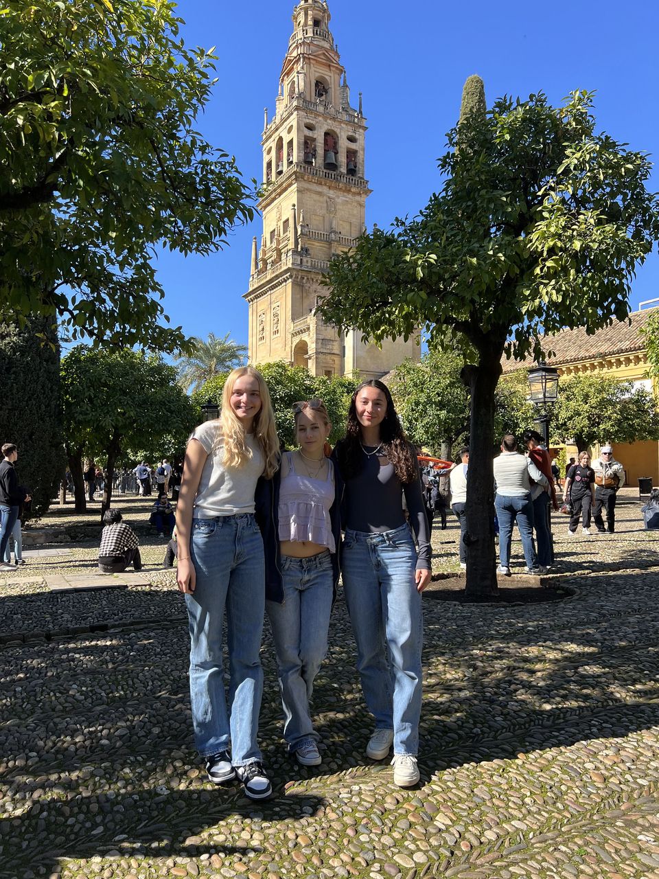 High school students in front of a mosque in Cordoba, Spain