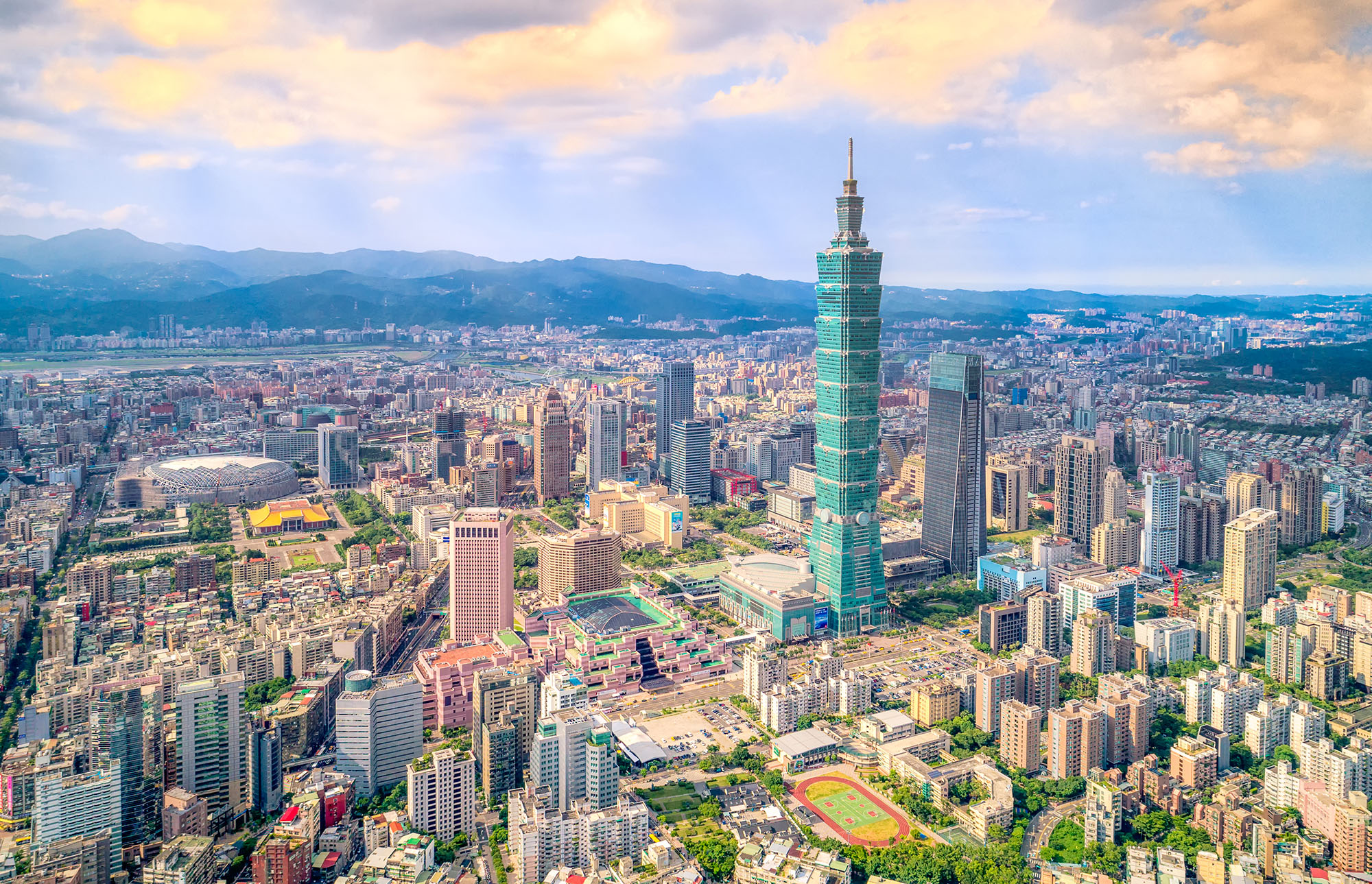 aerial view of downtown taiepei