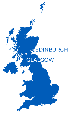 Study abroad in Scotland map with edinburgh and glasgow