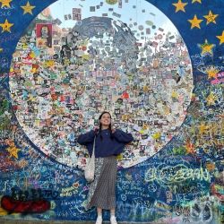 Profile picture. I love to travel. On a school trip in 2023 I visited the John Lennon wall in Prague.