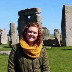 Maureen standing in front of Stonehenge 