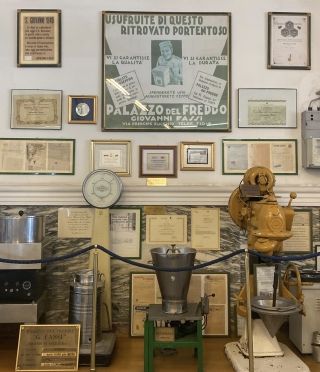 Original gelato-making equipment and documents.