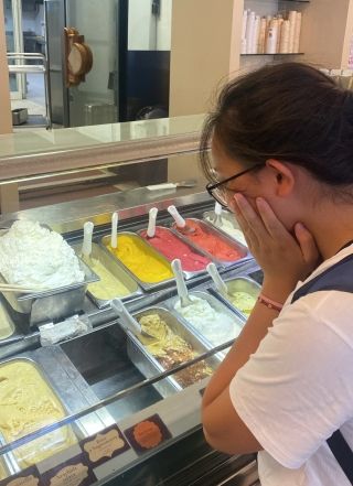 Looking at the gelato flavors.