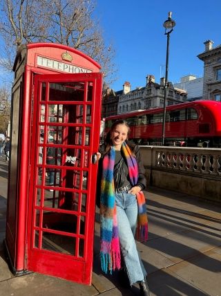 me & London telephone booth
