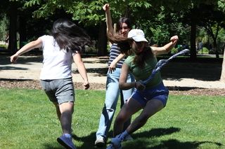 Whitney and Gina playing pañuelo