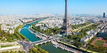 paris eiffel tower aerial view