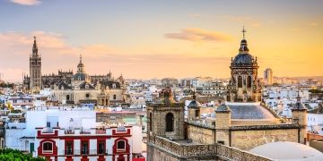 Seville skyline at sunset