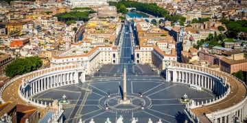 vatican city downtown rome plaza aerial view