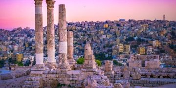 famous ruins amman jordan sunset