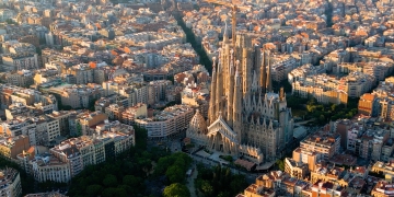 aerial view la sagrada familia barcelona spain