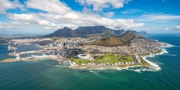 aerial view of cape town south africa coast