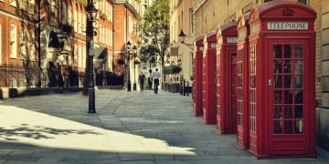 London phone booths on street