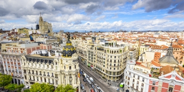 Madrid Calle Gran Via Street skyline