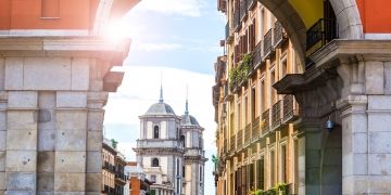 Madrid old city street view 