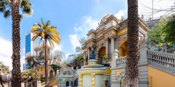 santiago chile fountain sunny day