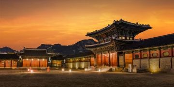 temple seoul south korea sunset