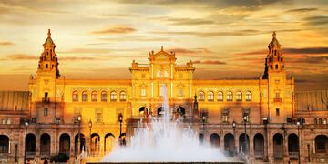 sunset in seville spain building sunset