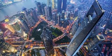 shanghai aerial view from sky