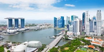 aerial view of downtown singapore