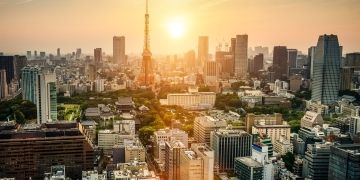 sunset tokyo tower japan