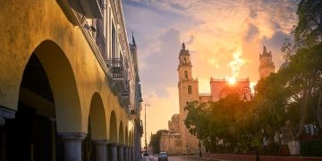 yucatan mexico street sunset