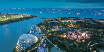 singapore harbor at night