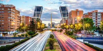 madrid kio towers busy traffic