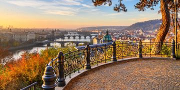 prague bridges from overlook view