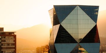 Santiago Chile building top at sunset