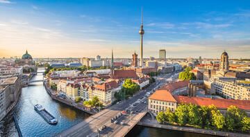 Aerial view of Berlin waterway